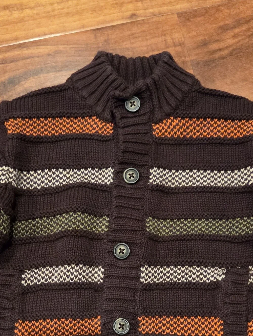Janie and Jack EUC 2T Brown Striped Knit Button Cardigan